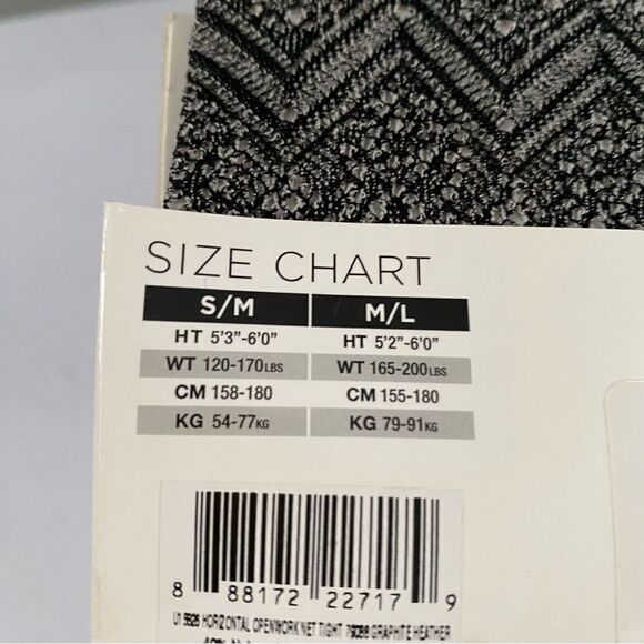 Hue Women's Horizontal Openwork Net Tights Graphite Heather S/M - Picture 3 of 3